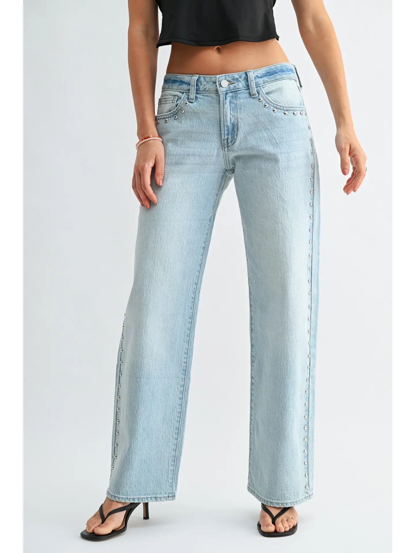Low Rise Studded Baggy Jean