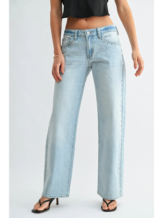 Low Rise Studded Baggy Jean