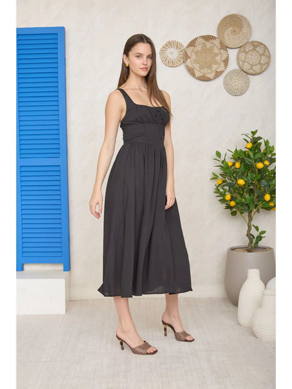 Square Neck Front Tie Corset Dress