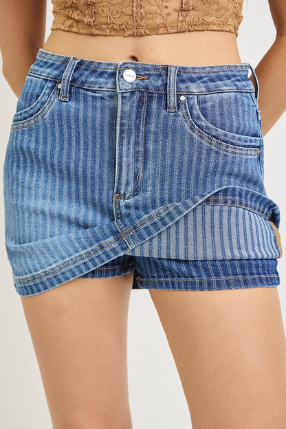 High Rise Stripe Mini Skort