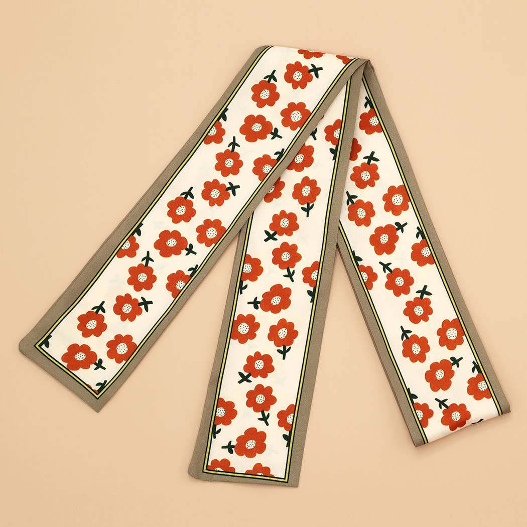 Floral Letter Print Scarf – Headband & Bag Strap_CWASC0061