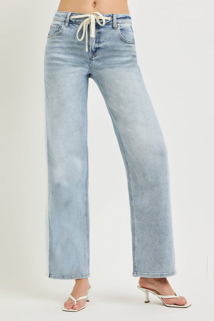 Side Contrast Strap Jeans