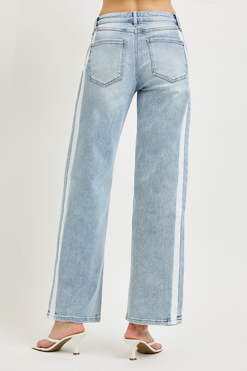 Side Contrast Strap Jeans