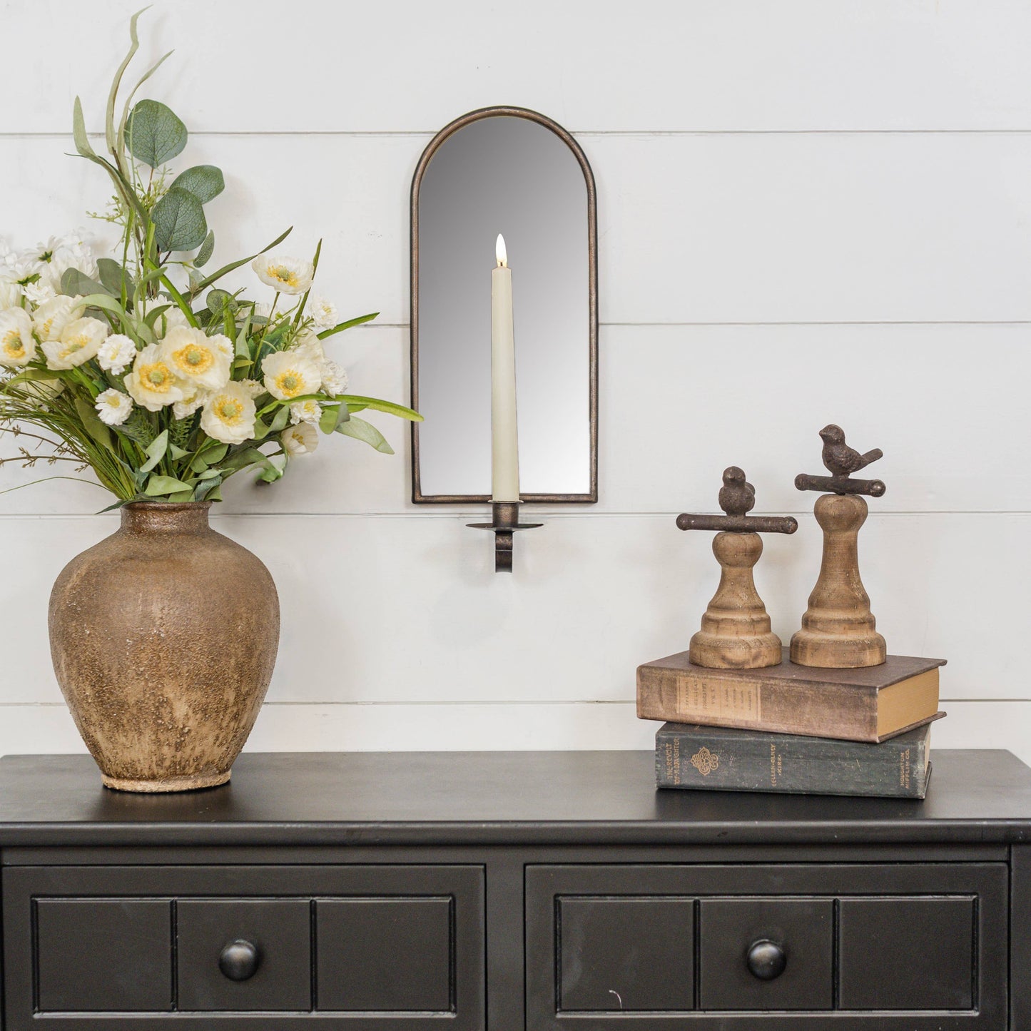 BRONZE MIRROR WALL SCONCE