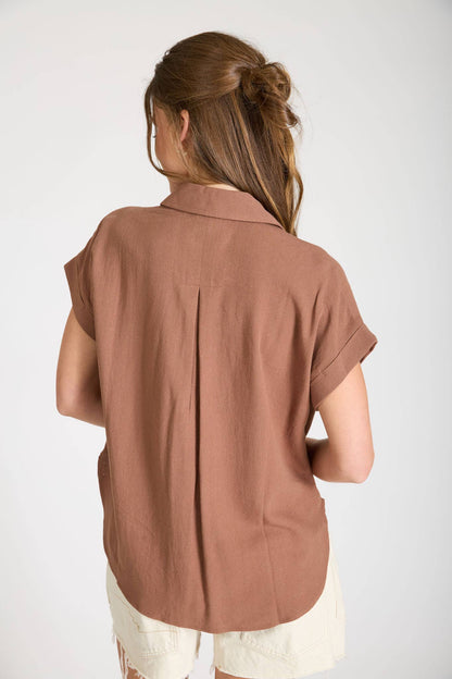 Split Neck Linen Top