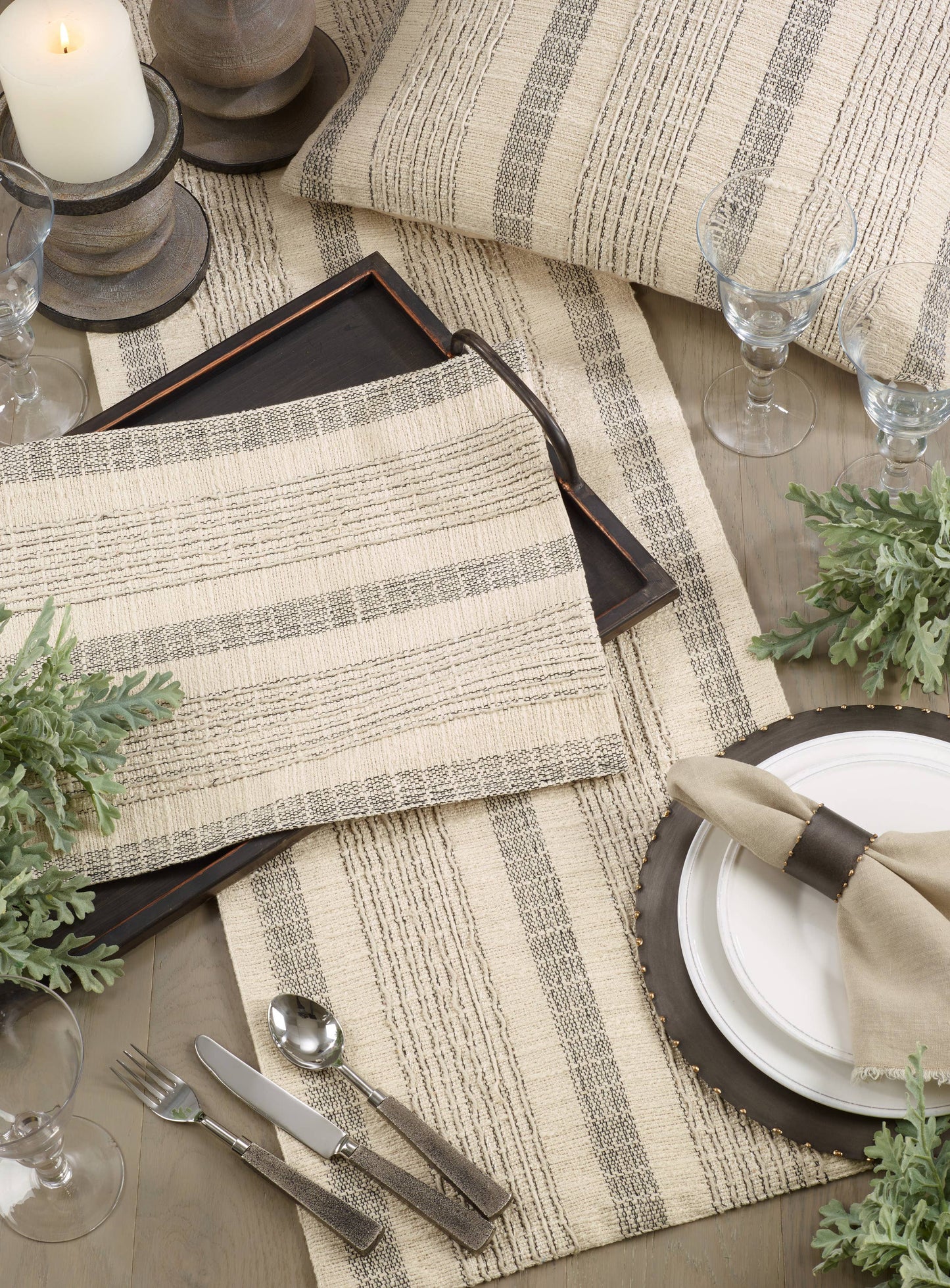Striped Woven Runner - Neutral Colors