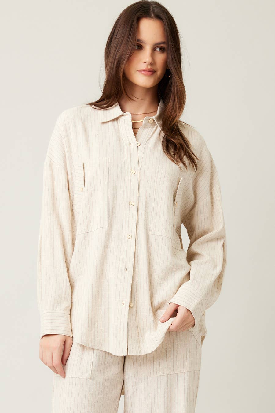 Stripe Linen Shirt Top