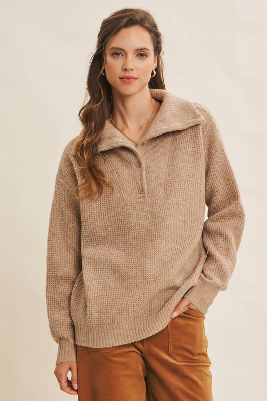 Essential Wool Waffle Knit Pullover Sweater