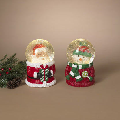7.75"H B/O Lighted Spinning Water Globe w/ Bobbling Head, Timer & USB Cord, 2 Styles