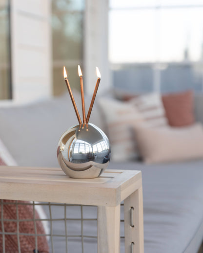 Neva Everlasting Vase, Silver Metallic Candle Holder