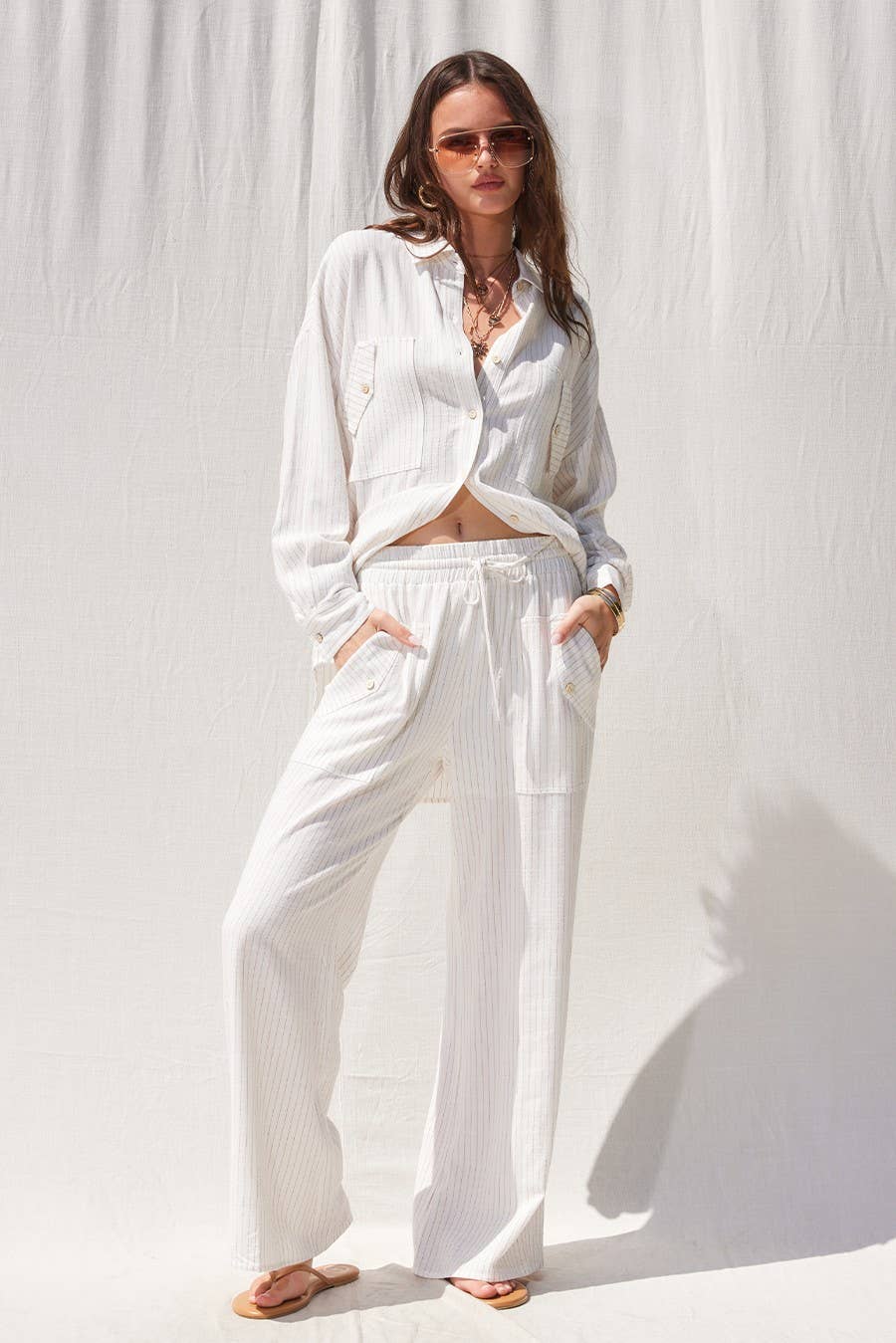 Stripe Linen Shirt Top