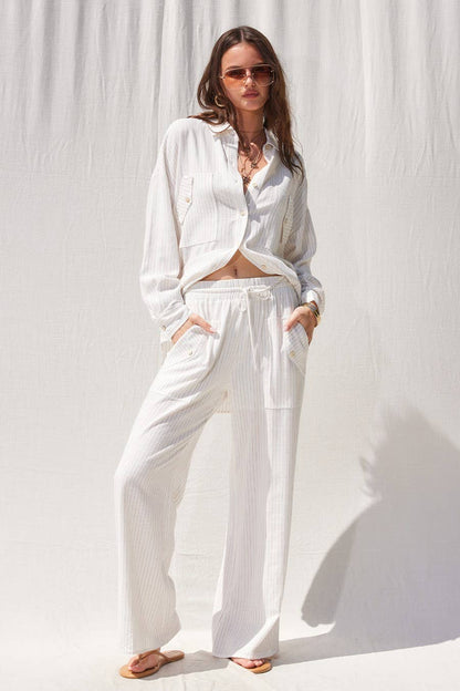 Stripe Linen Shirt Top