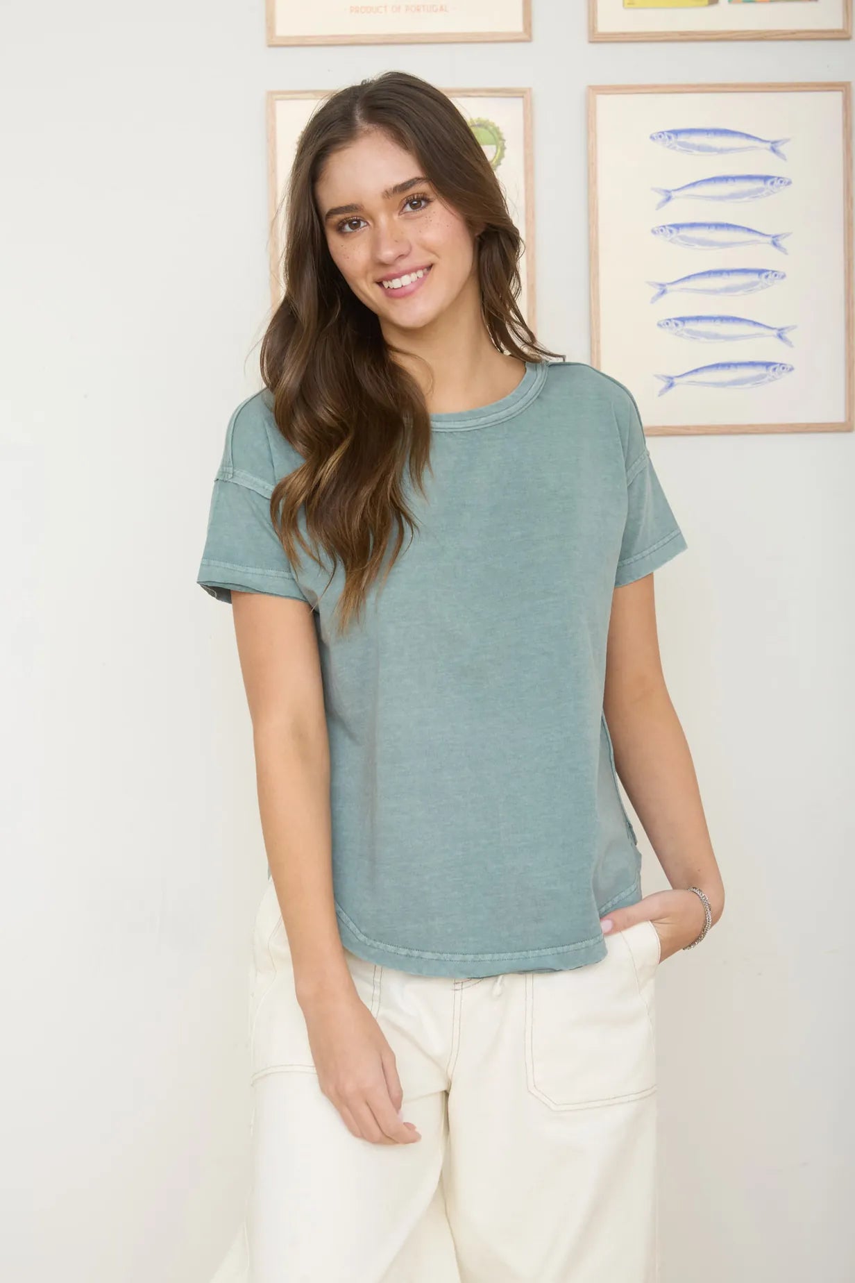 Short Sleeve Exposed Seam Top