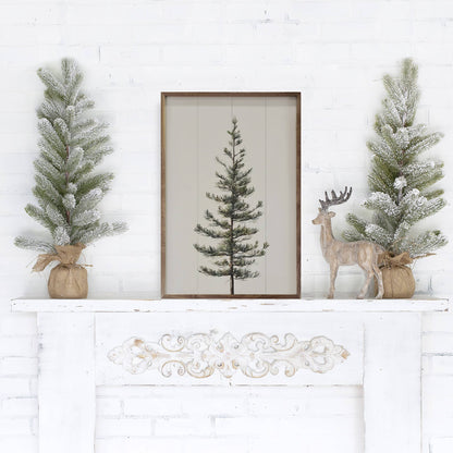 Single Pine Tree White Art Print