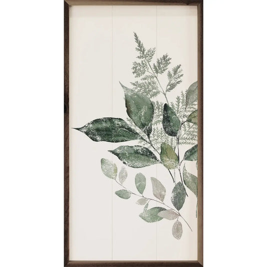 Distressed Greenery Bouquet Two Wooden Art Print