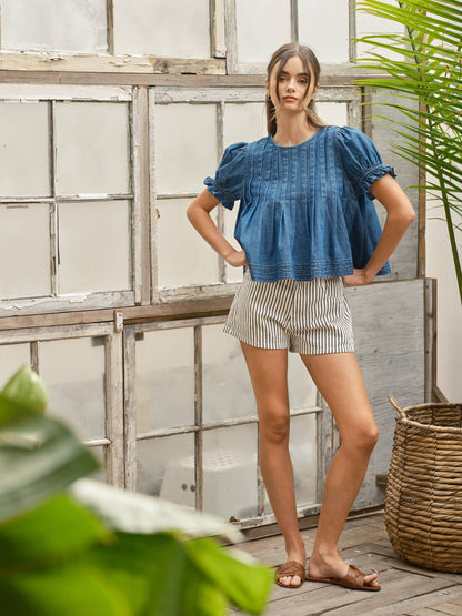 Stripe Cotton Shorts