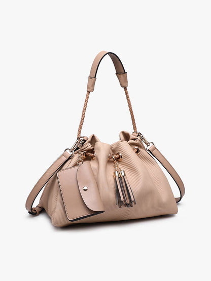 M2815 Aaliyah Pleated Drawstring Bucket Bag w/ Removable Coin Pouch