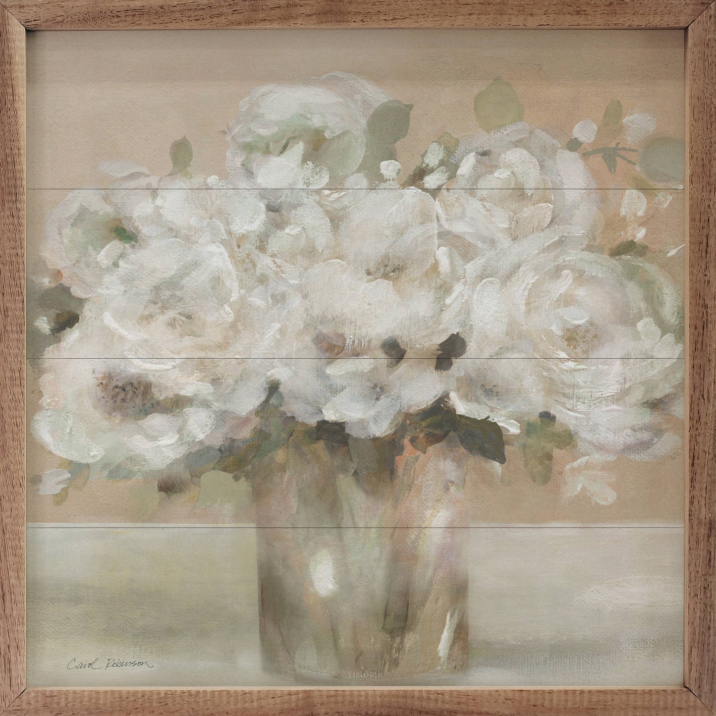 Tender White Blooms 2 By Carol Robinson Wooden Art Print