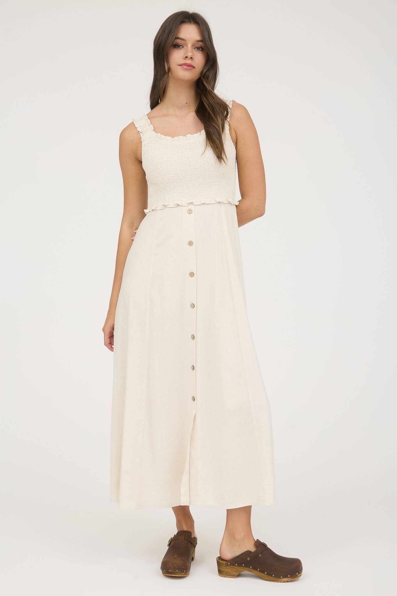 Smocked Button Down Dress