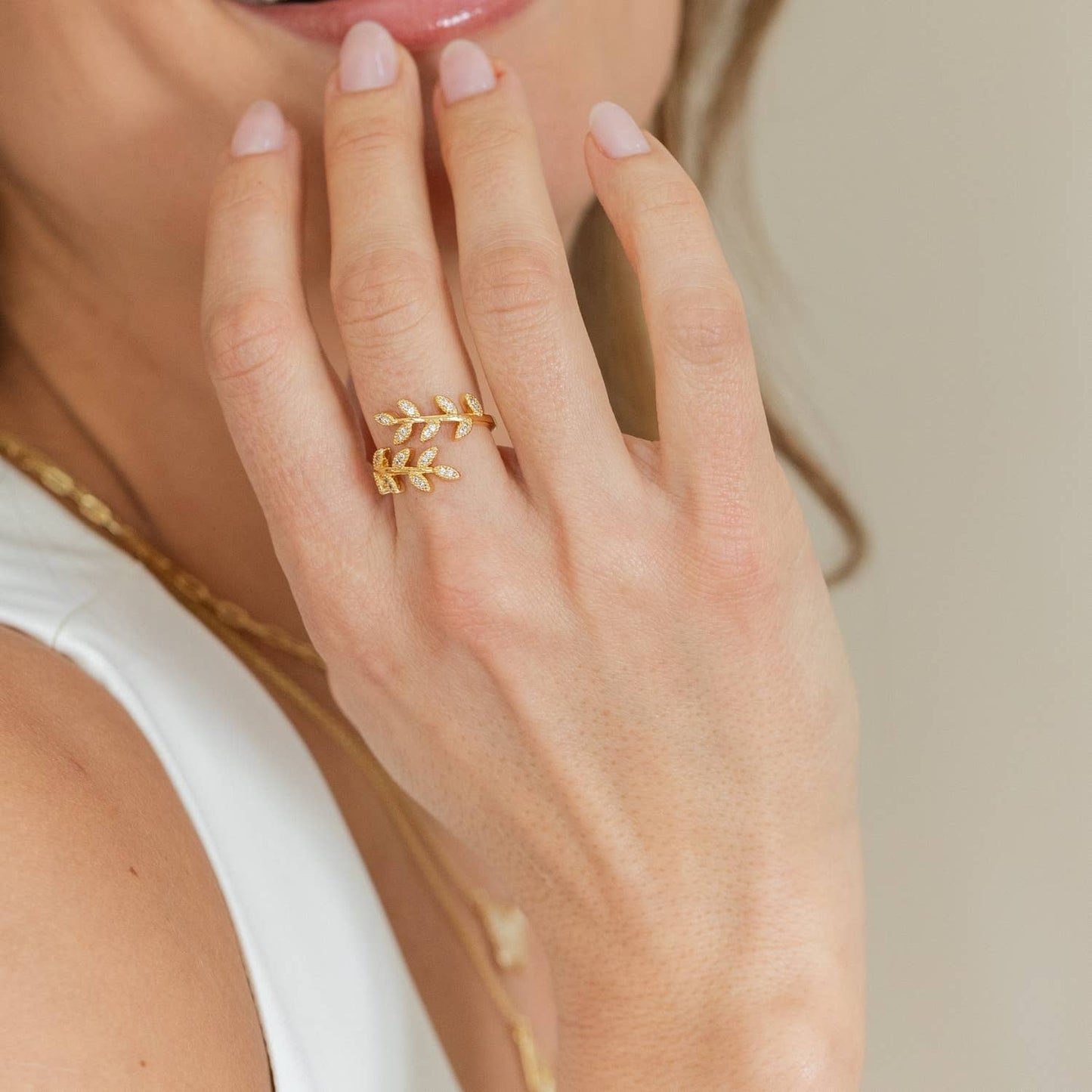 Pavé Adjustable Leaf Ring