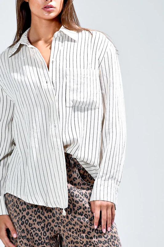 Button Down Linen Stripe Shirts