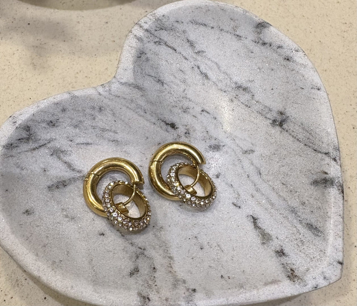 Rose Dainty Hoop Huggie Earrings with CZ