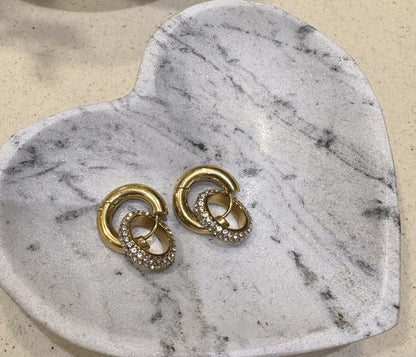 Rose Dainty Hoop Huggie Earrings with CZ