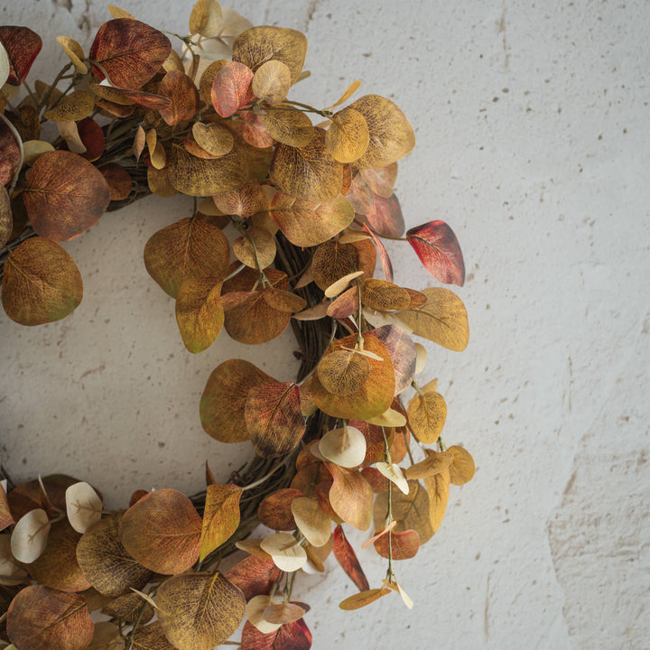 18" BROWN & ORANGE EUCALYPTUS LEAVES WREATH