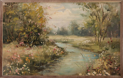 Spring Stream Wooden Art Print