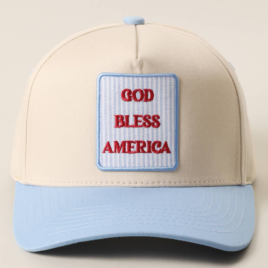 **Pre-Order**  GOD BLESS AMERICA Embroidered Patch Two Tone Trucker Hat