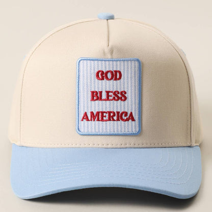 **Pre-Order**  GOD BLESS AMERICA Embroidered Patch Two Tone Trucker Hat