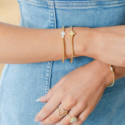Stretch Breaded Bracelet w/ Cross