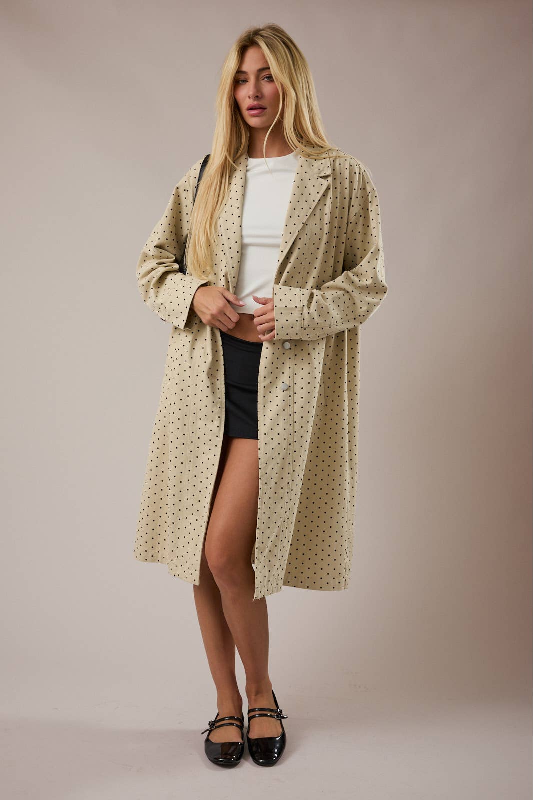 Polka Dot Denim Coat