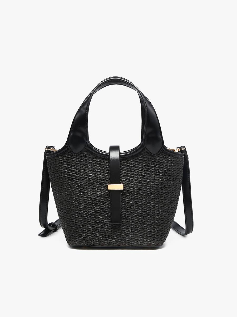 M2830 Serenity Straw Bucket Bag w/ Dual Handles & Strap Closure