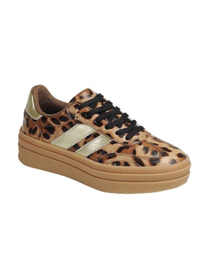 Leopard gold tennis shoes