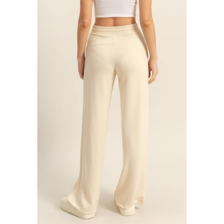 High Waist Drawstring Straight Cut Pants Alpaca