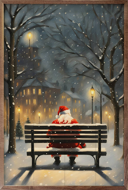 Santa On A City Bench Art Print