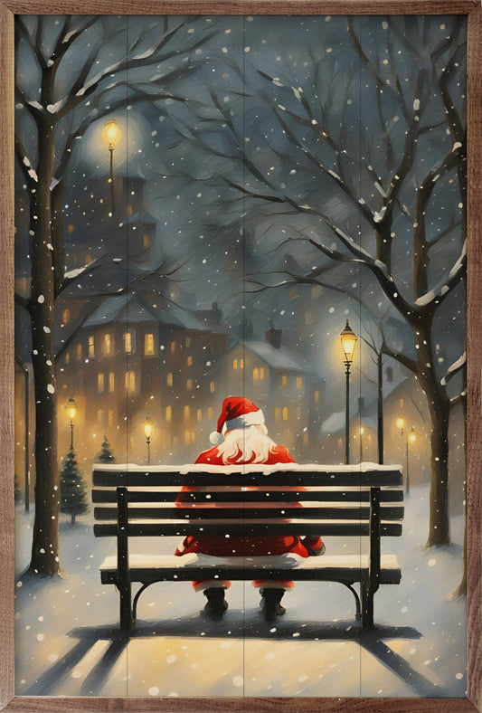 Santa On A City Bench Art Print