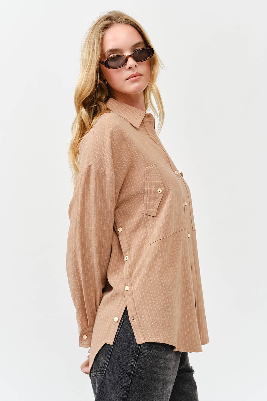 Stripe Linen Shirt Top