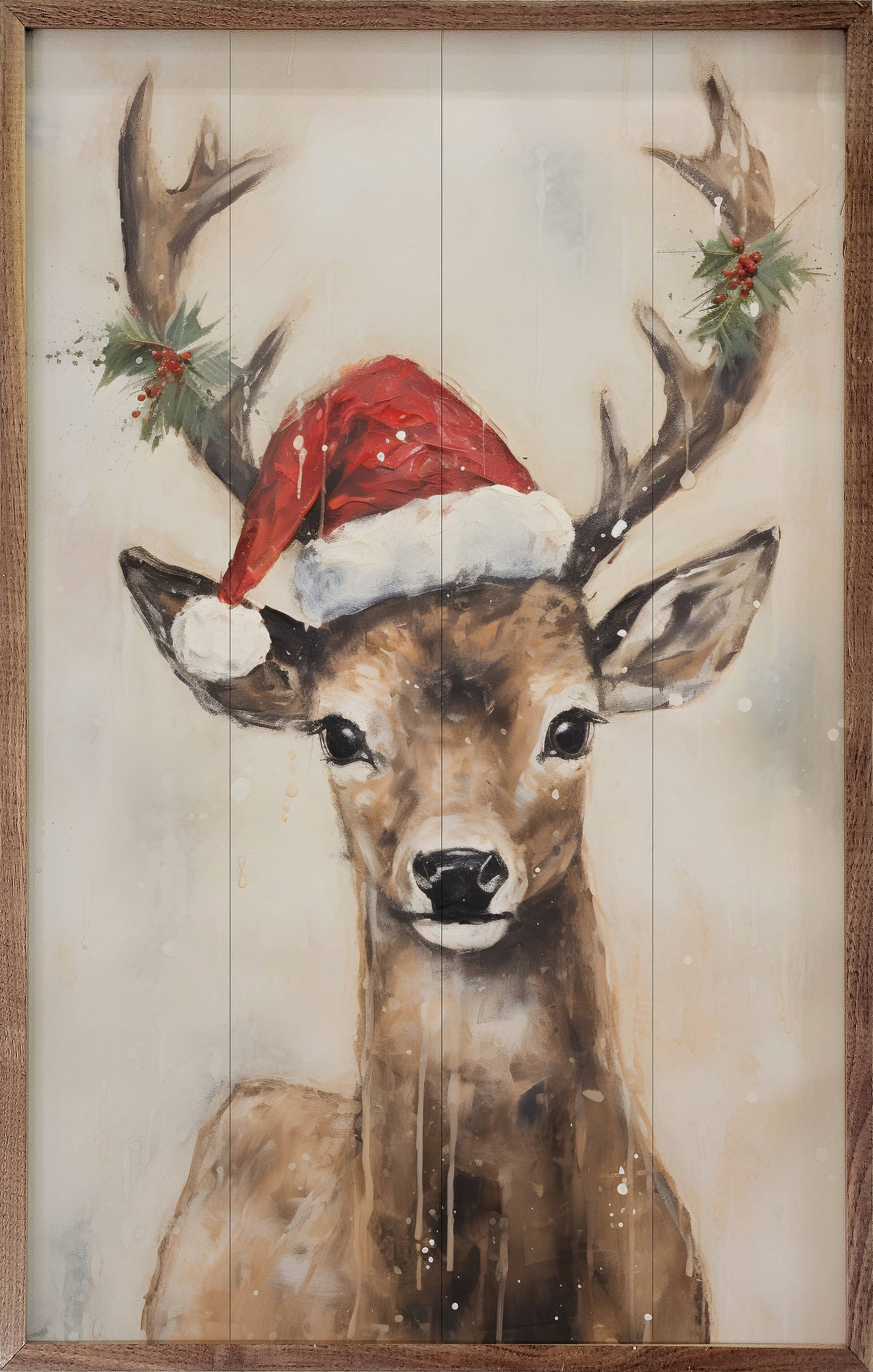 Reindeer With Hat By Petals Prints Design Art Print