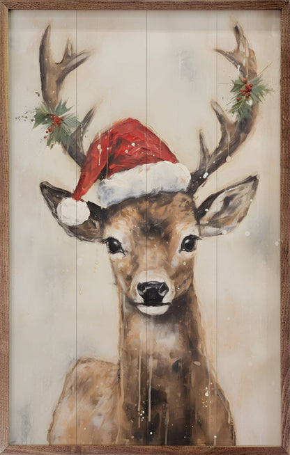 Reindeer With Hat By Petals Prints Design Art Print