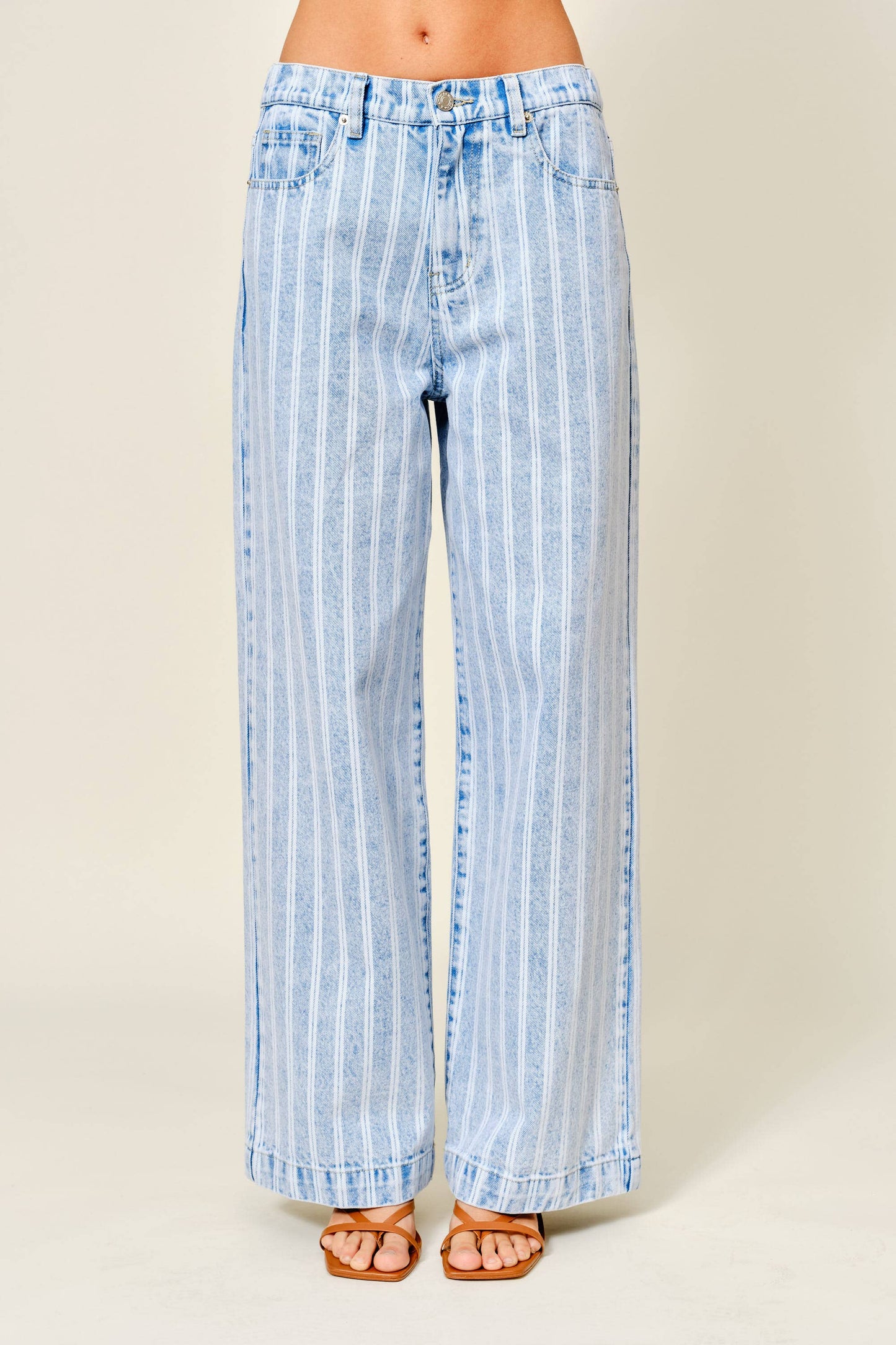 AJP5866 STRIPED DENIM STRAIGHT PANTS