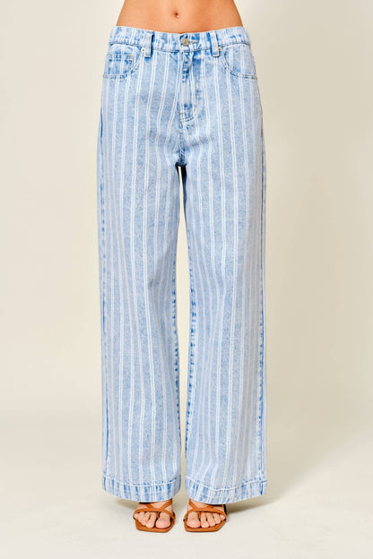 AJP5866 STRIPED DENIM STRAIGHT PANTS
