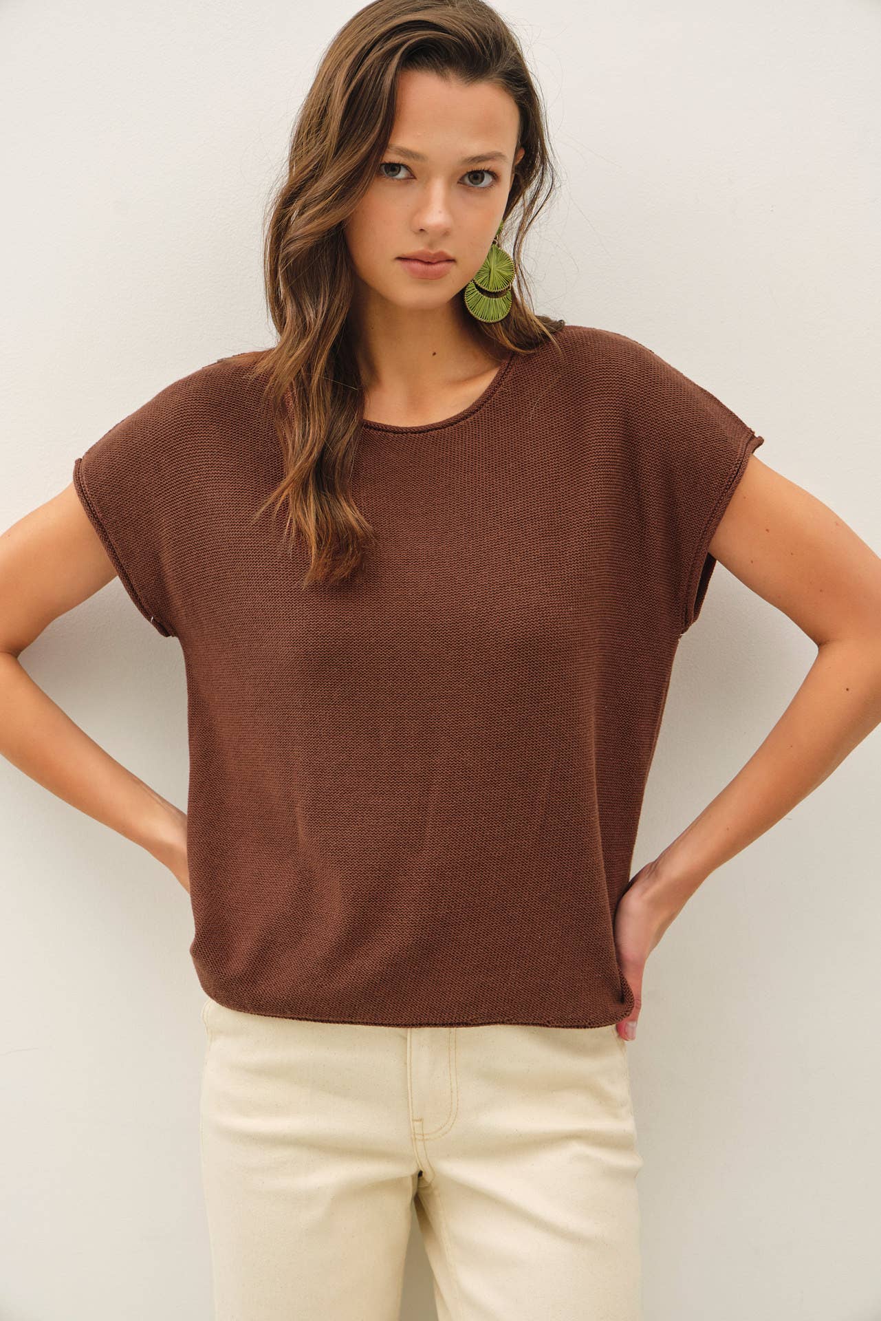 Boxy Short Sleeve Sweater Top