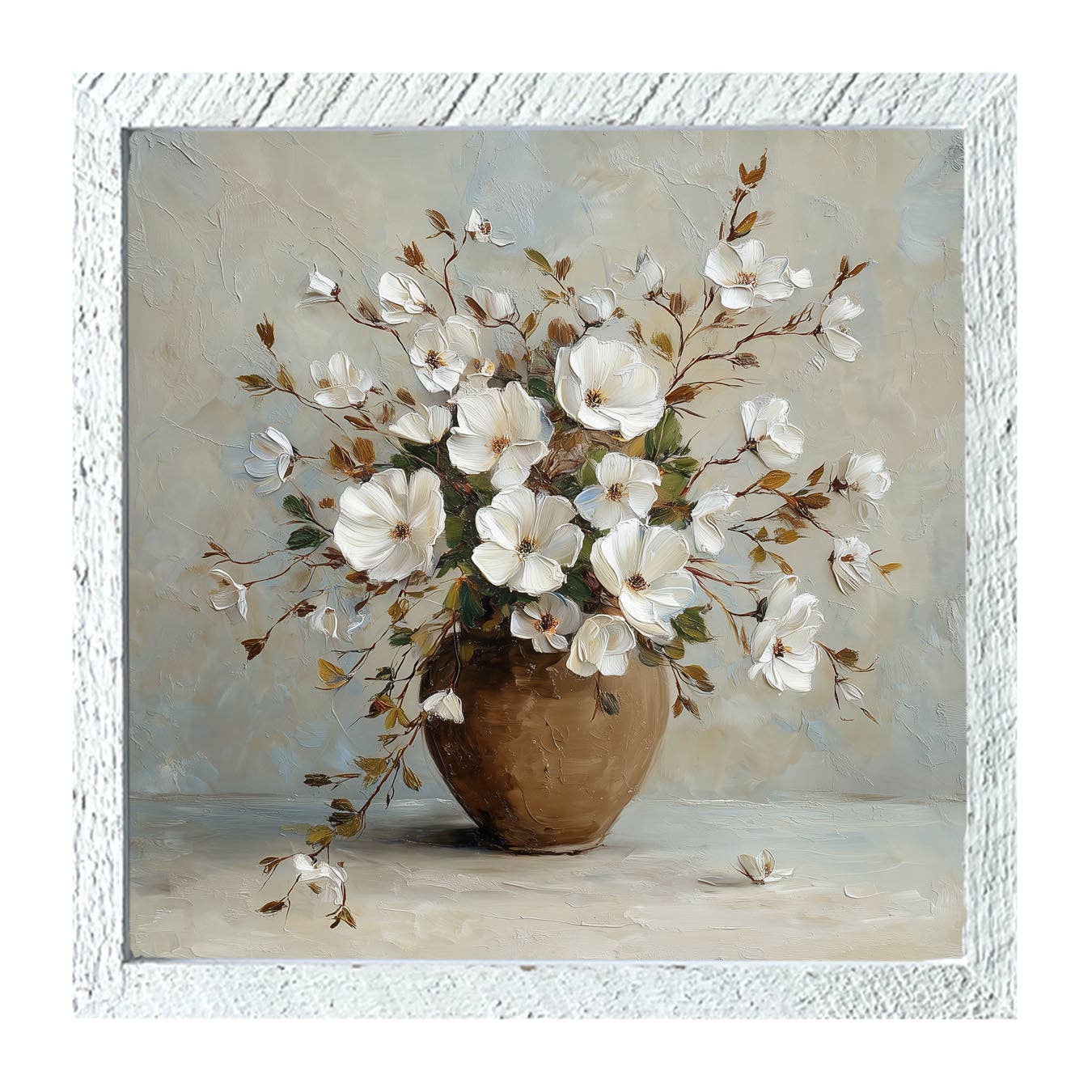 Copper Vase with White Floral Bouquet