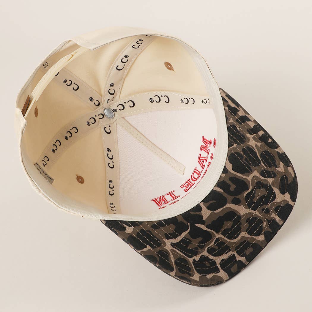 MADE IN AMERICA 3D Embroidered Two-Tone Leopard Brim Trucker