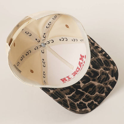 MADE IN AMERICA 3D Embroidered Two-Tone Leopard Brim Trucker