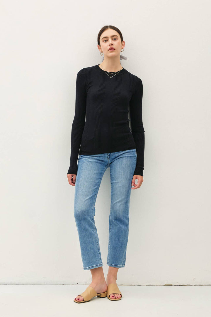 BASIC PATTERNED KNIT SWEATER