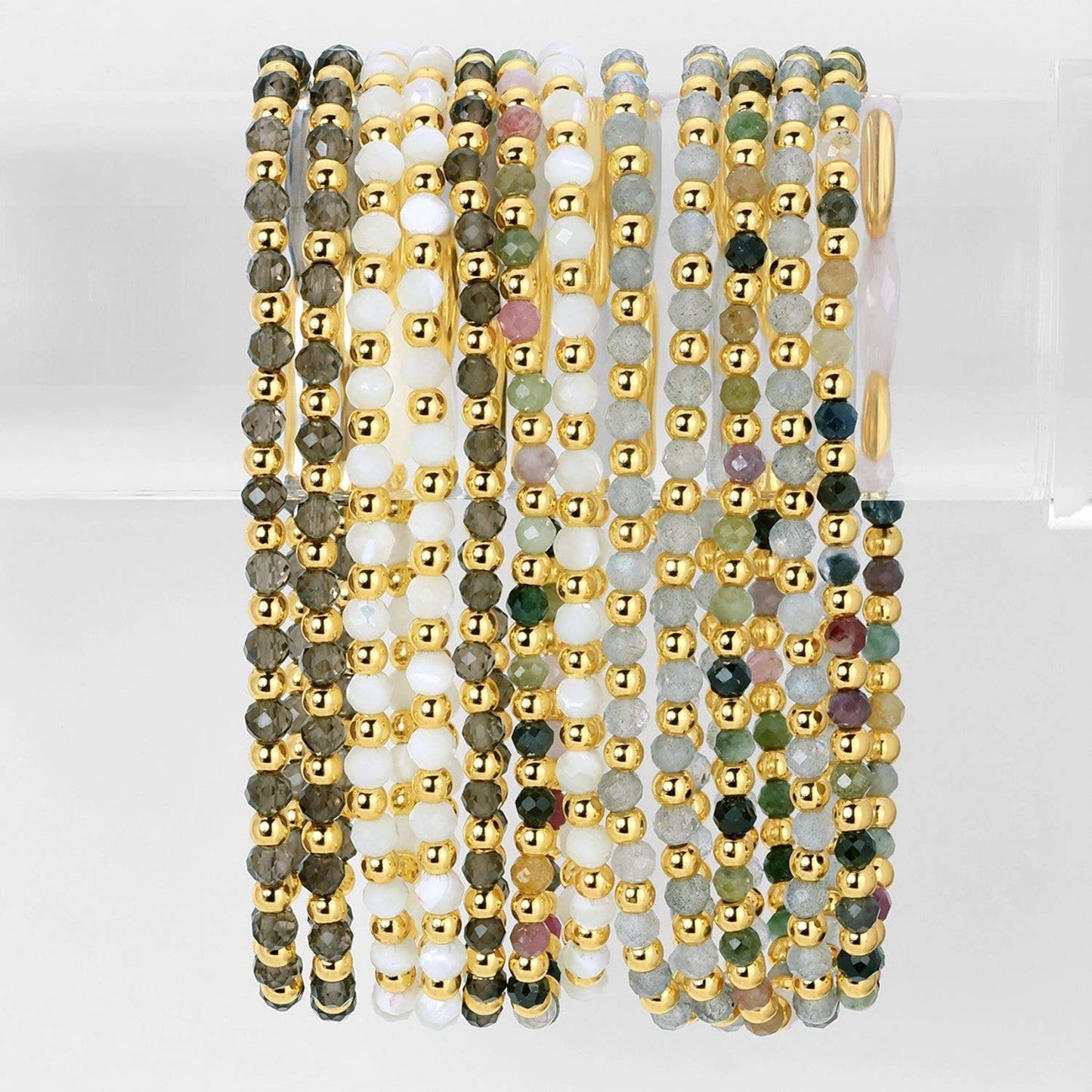 3mm Asst Beaded Bracelets Alternating Stones