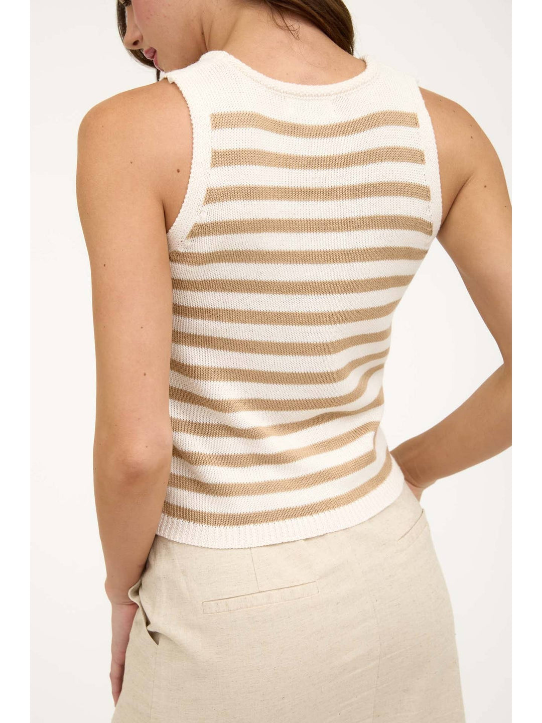 Stripe sweater cropped tank top